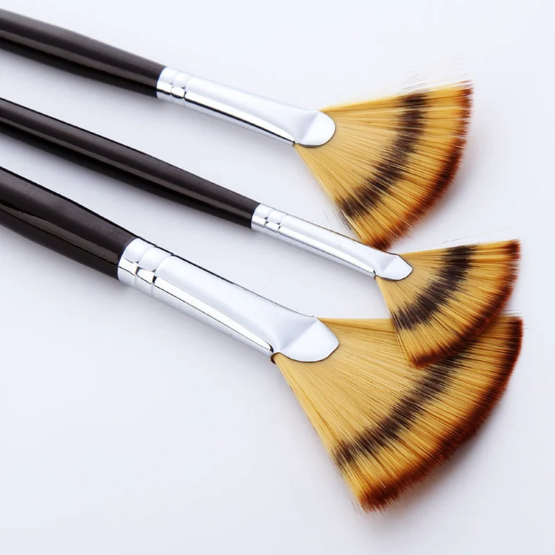

3PCS/Lot Nylon Fan Shape Gouache Paint Brush Different Size Artistic Brushes For Watercolor Oil Painting School Art Supplies