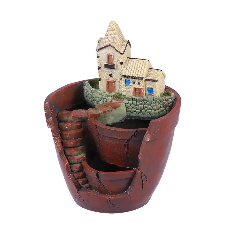 

1 PC Mini House Design Micro Hanging Tiny Landscape Artificial Creative Plants Succulent Flowers Garden Pot Holders