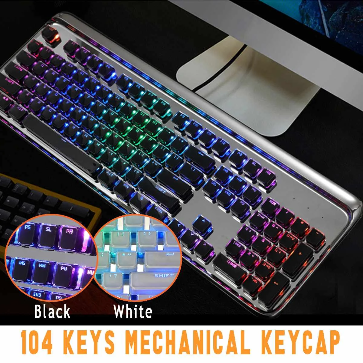 104 колпачки для ключей двойная подсветка DIY набор ключей ABS+ Кристалл Акрил для механической клавиатуры Черный белый опционально