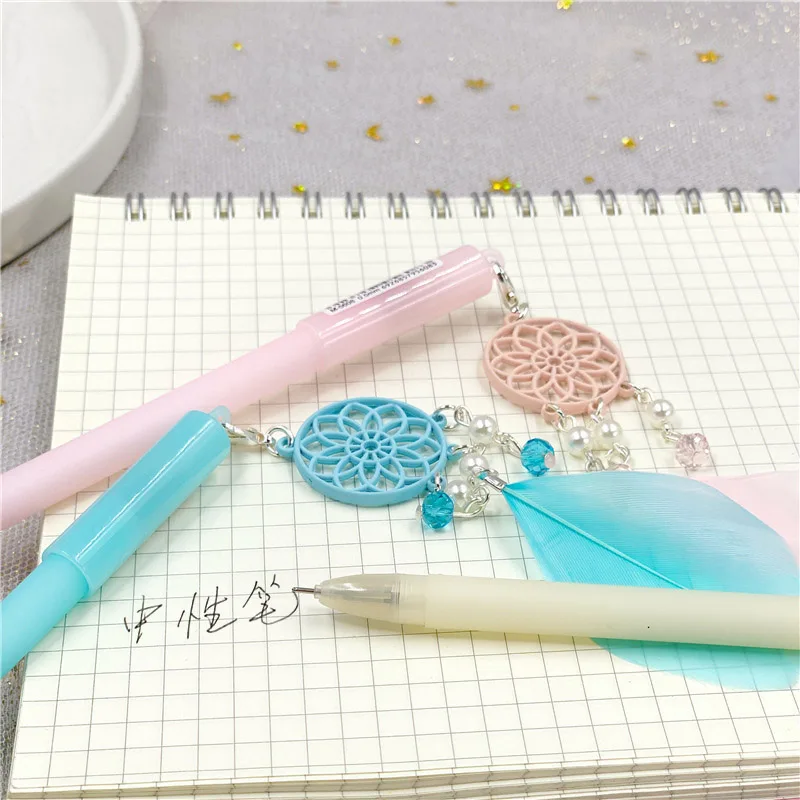 

1PC Cute Dreamcatcher Gel Pens Kawaii Pendant Neutral Pen Creative Feather Pens For Kids Gift School Office Supplies Stationery