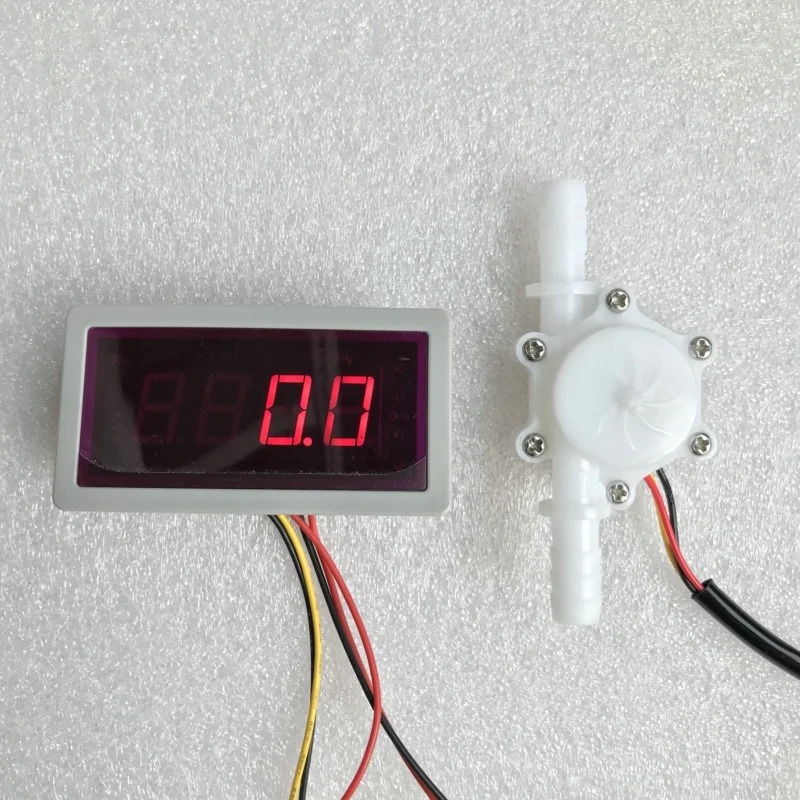 

US308MT +USN-HS10PA 10mm OD 0.3-10L/min flow sensor Flow Meter Totalizer Flow Rate Display with one output relay 12V 0.5A Max