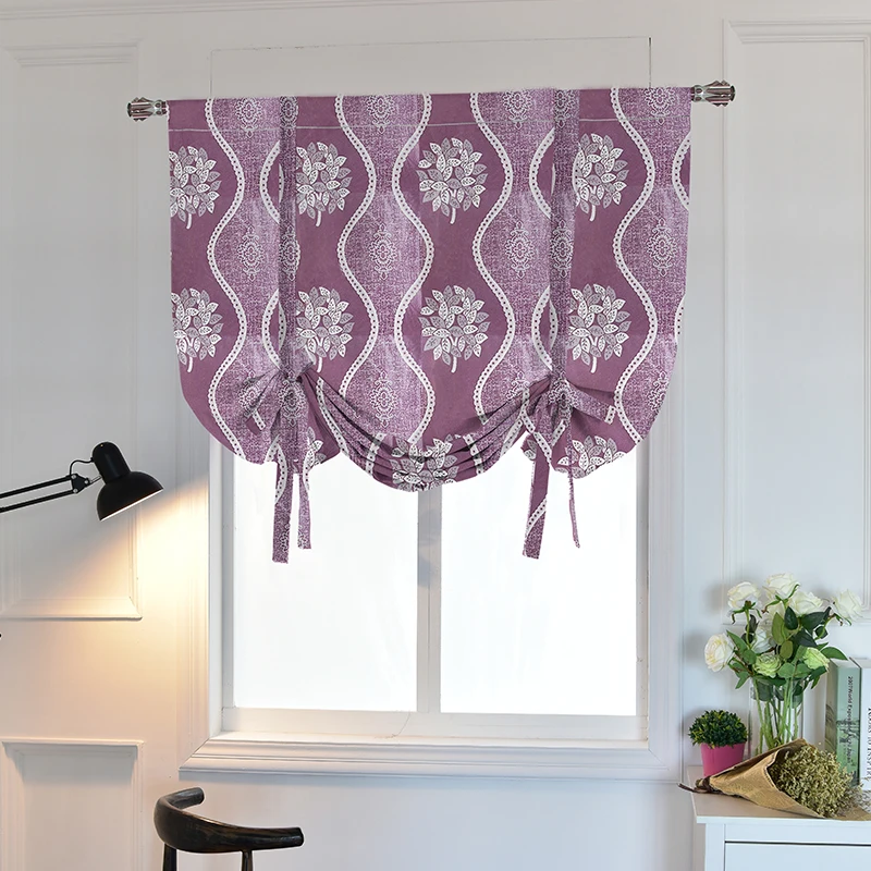 

Kitchen curtain American Roman curtain shading easy to clean living room room easy to install Double jacquard