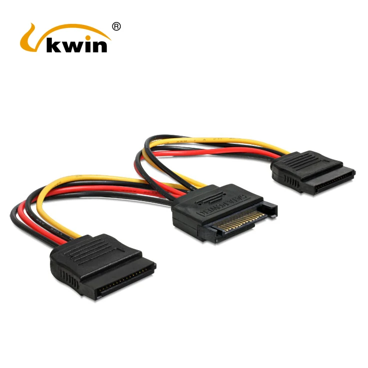 

VKWIN SATA 15 Pin Male To 2 Female 15Pin Power HDD Splitter Connector SATA Power Cable Y Cable Adapter