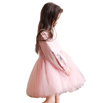 

knitting stitching tulle gown age for 6-14 yrs teenage girl vintage noble prom dress long-sleeve embroidered winter autumn frock