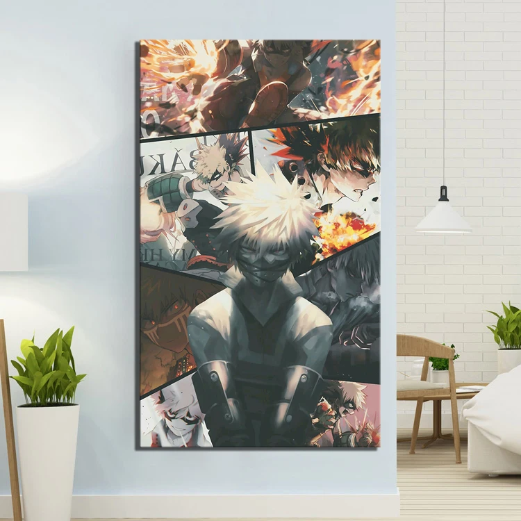 

1 Piece HD Anime Boy Picture Bakugou Katsuki My Hero Academia Cartoon Artwork Paintings Canvas Art for Home Decor Wall Art