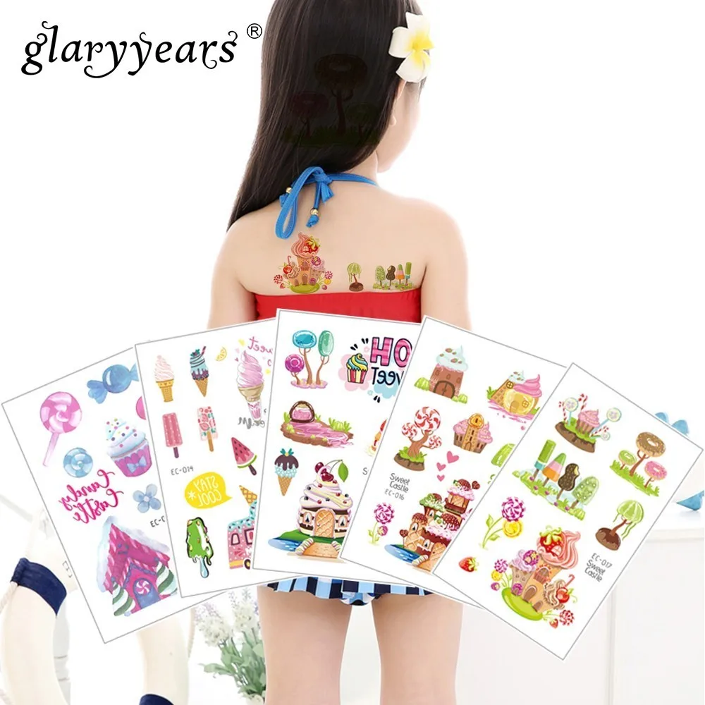 

glaryyears 1 Sheet Cute Temporary Tattoo Sticker Hot Fake Tatoo Cake Makeup Flash Tatto Waterproof Small Body Art Child Fashion