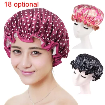 

Lovely Thick Women Shower Caps Colorful Double Layer Bath Shower Hair Cover Adults Waterproof WXV Sale