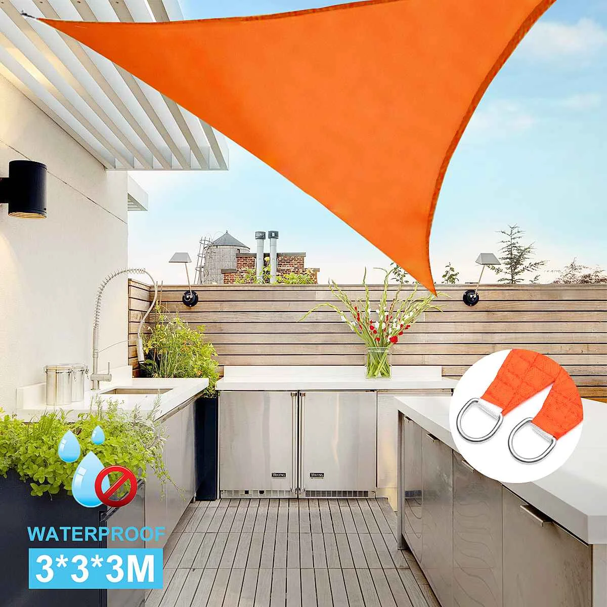 3x3x3 m مثلث الشمس المأوى مظلة حماية للماء في الهواء الطلق مظلة حديقة الباحة بركة الظل الشراع التخييم نزهة خيمة