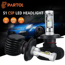 Partol H1 H4 H7 9005 9006 H11 светодио дный фар автомобиля лампы Авто светодио дный фара Здравствуйте-Lo луч 50 Вт 8000LM 6500 К 12 В 24 В Offroad 4×4 грузовик