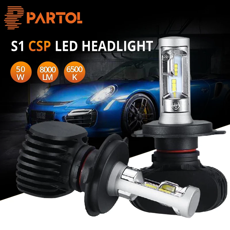 

Partol H1 H4 H7 9005 9006 H11 LED Car Headlight Bulbs Auto LED Head Lamp Hi-Lo Beam 50W 8000LM 6500K 12V 24V Offroad 4x4 truck