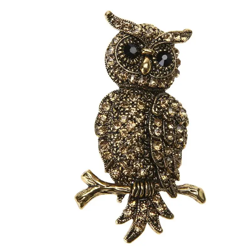 

Delicate Owl Shape Brooch Crystal Pins Women Children Denim Coat Pullover Cardigans Corsage Routine Vacation Accessories