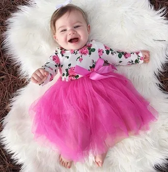

Long Sleeve Floral Print Mesh Dress For Baby Girl Autumn Bow Autumn Winter Clothing