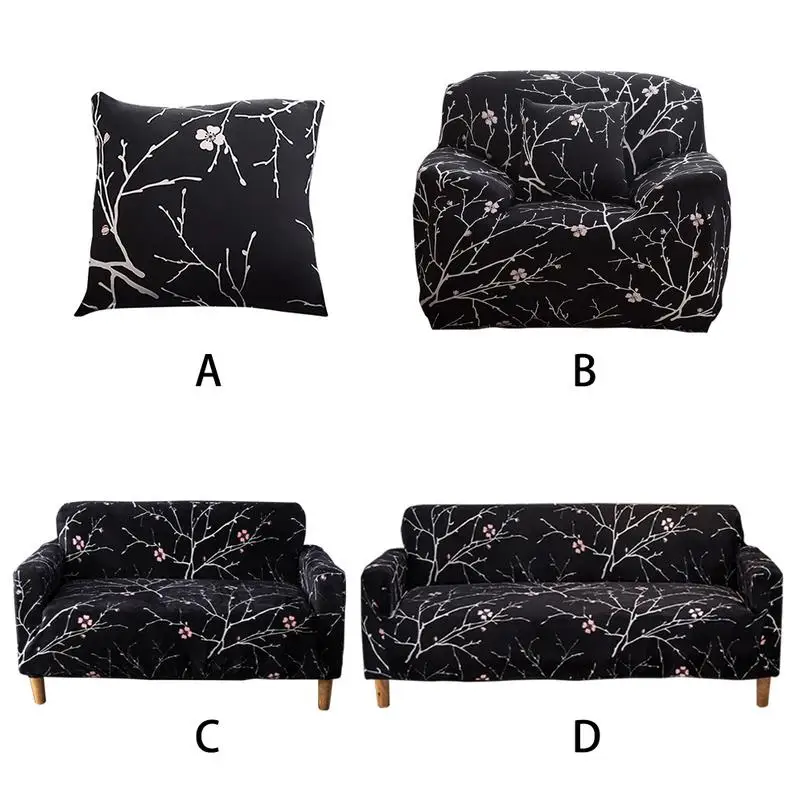 

Black Printed Stretchy Slipcover Chair Single/Double/Three Seat Sofa Cover Elastic Cotton Sofa Case Sofa Protection Cover