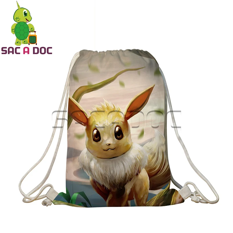 

Pokemon Small Backpack Women Eevee Umbreon Pikachu Prints Travel Softback Men Drawstring Bags Boys Girls School Backpacks