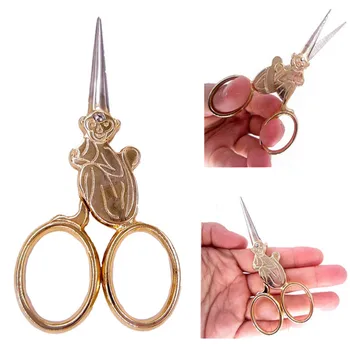 

Monkey cross stitch Retro Vintage Antique Fine Sewing Tailor scissor handicraft DIY Needle Fabric cut trim shear embroidery