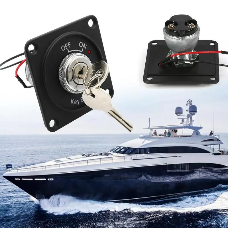 

DC 12V 10A Ignition Boat Switch Panel with LED 2 Position ON/OFF Key Switch with Panel+2 Keys Ignition Device Part for Boat
