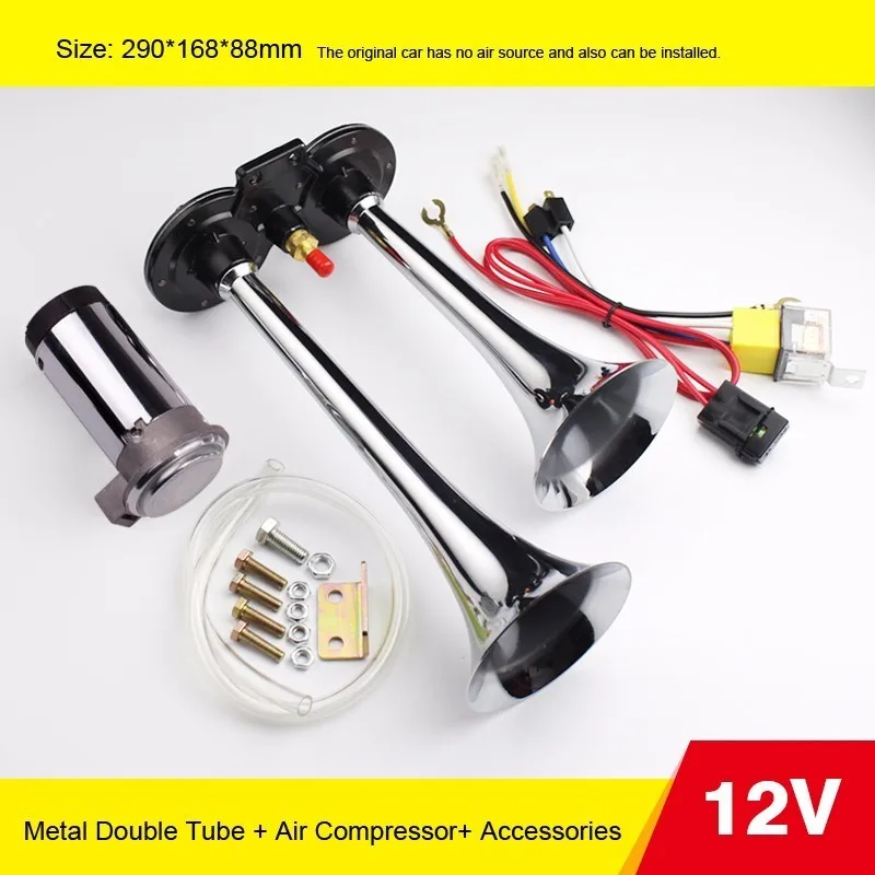 Cena OHANEE 12V 24V sprężarka z sygnałem dźwiękowym Single Tone trąbka klakson moto claxon Chrome dla samochodów ciężarowych moto rcycle ciężarówka łódź pociąg