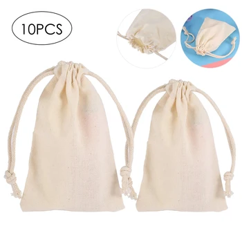 

10pcs/set Cotton Drawstring Reusable Bag for Grocery Jewelry Wedding Favors