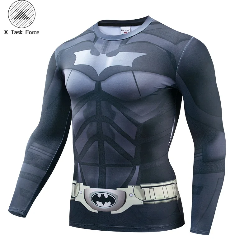 

2019 New Batman 3D Printed T-shirts Men Long Sleeve Cosplay Costume Fitness Clothing Male Tops Halloween Costumes For Men