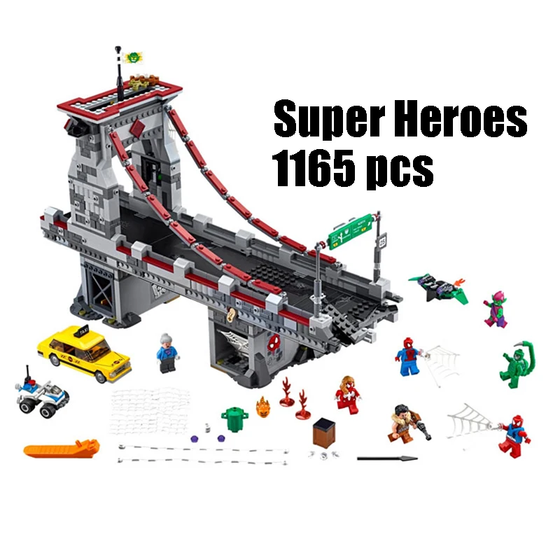 

CX Compatible legoe marvel 76057 Lepin 07038 super heroes Spiderman Web Warrior Bridge Battle toys for children building blocks