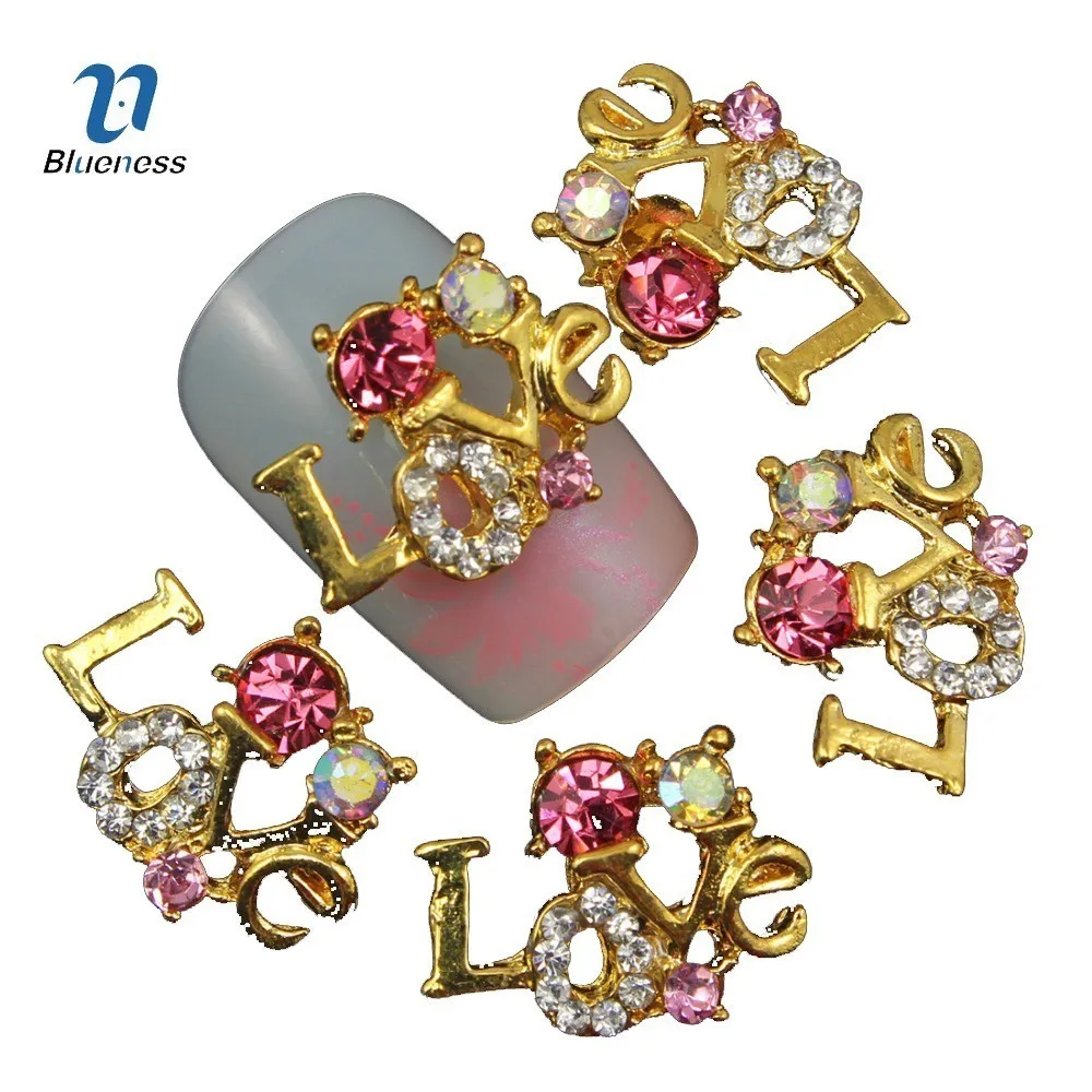 

Blueness 10PCS/Lot Glitter Beauty Nails Rhinestones Charms for Alloy Nail Art Decorations Manicure Accessories Salon Supplies
