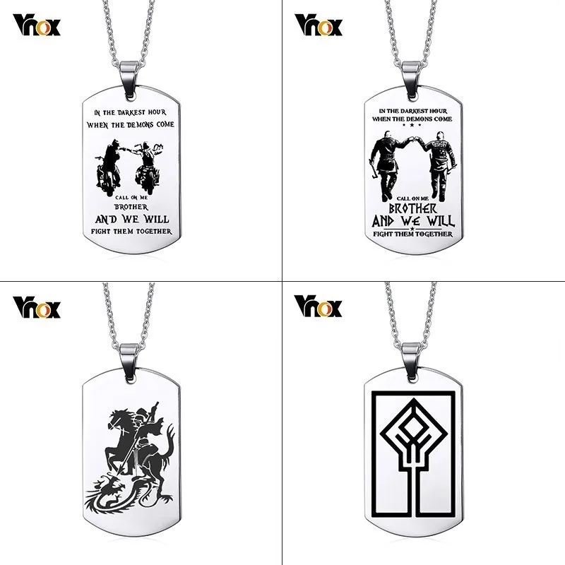 Vnox Бесплатная Персонализация гравировка Dog Tag simbolo sagrado del virya Религиозные Подвески