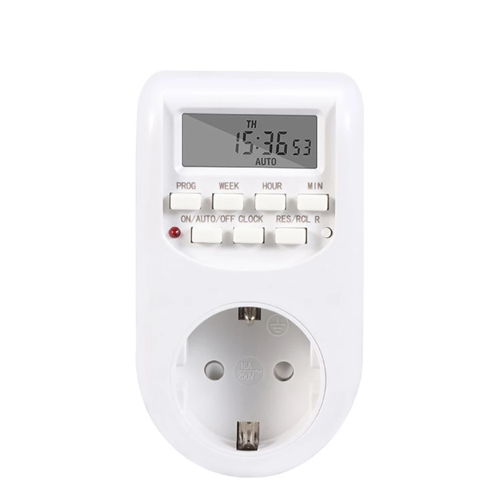 

Eu Plug Timer Switch Energy Saving Adjustable Digital Kitchen Timer Outlet Week Hour Programmable Timing Socket