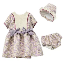 Платье для маленьких девочек праздничные платья принцессы Испании с шапкой и штанами, комплект из 3 предметов, Robe Fille, костюм для малышей Детская одежда