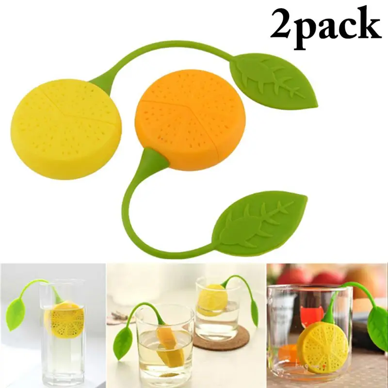 

2pcs Tea Strainer Food Grade Silicone Fruit Lemon Design Loose Tea Leaf Strainer Bag Herbal Spice Infuser Filter Tools