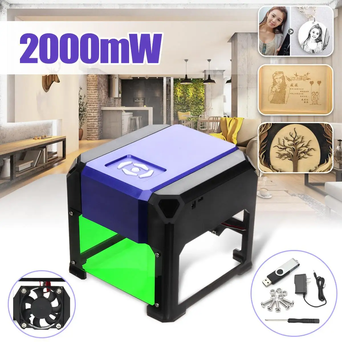 

3500mW 80x80mm USB Desktop Laser Engraver Printer DIY Logo Mark Cutter CNC Engraving Carving Machine for Windows for XP/7/8/10
