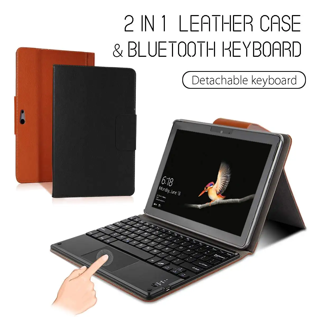 

2 in 1 Leather Folding Stand Case Cover Protective + bluetooth Wireless Detachable Keyboard For Microsoft Surface Go