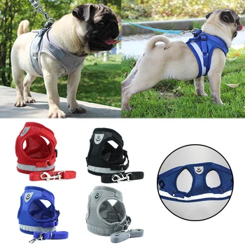 

Nylon Small Medium Dogs for Chihuahua Trendy Mesh 1PC Hot Sale Reflective Pug Pets Supplies Dog Harness Lead Leash Dog Vest