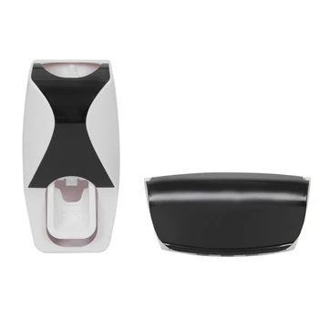 

Promotion! Plastic Automatic Toothpaste Dispenser + Toothbrush Holder Set Black