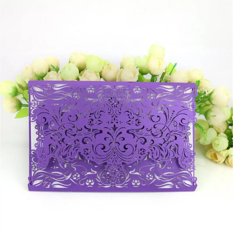  10Pcs/Set Delicate Hollow Carved Romantic Wedding Party Invitation Card Envelope Invitations for We - 32992098978