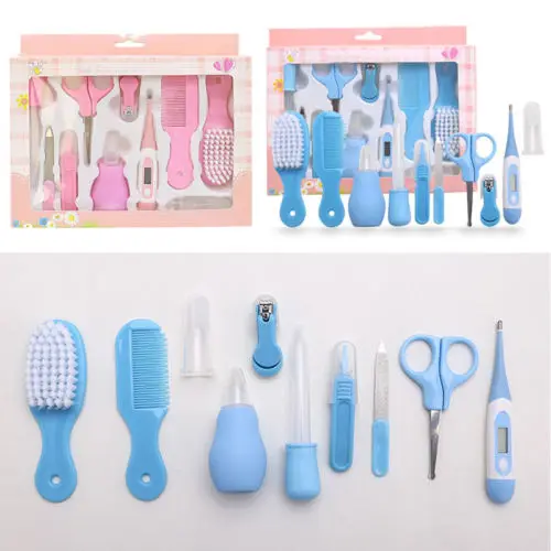 

2019 New 10pcs/Set Newborn Baby Kids Nail Hair Health Care Thermometer Grooming Brush Kit Care set Baby Health Care Accessories