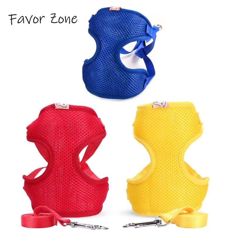 

Protective Type Dog Harness Adjustable Soft Breathable Harness Retractable Puppy Leash Nylon Mesh Vest Set Pets Collars Products
