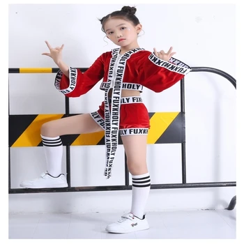

Children's Hip-hop Suit Individual Girl Hip-hop Fashion Long-sleeved Performance Dress Practicing Gongfu Jazz Dance Clothing Chi