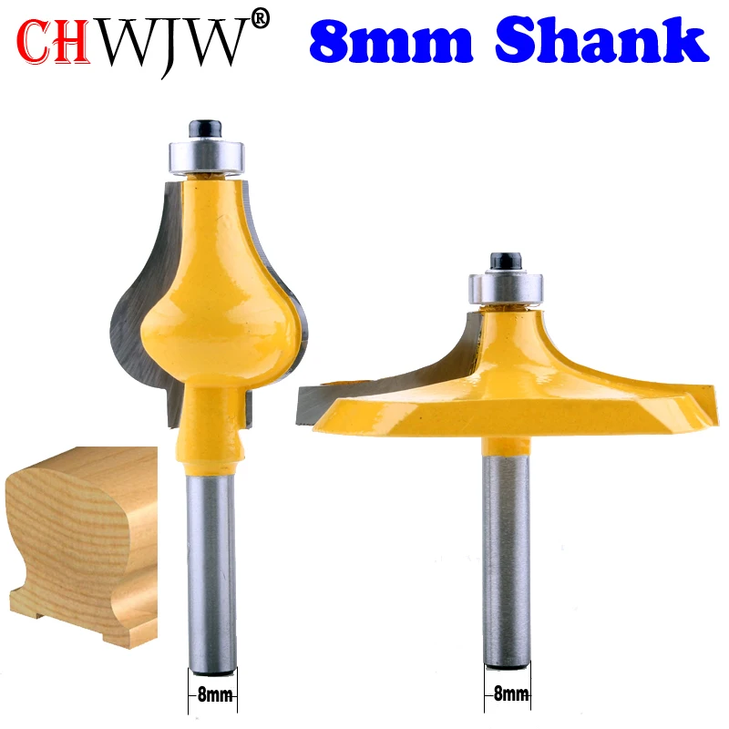 2PC 8mm Shank Handrail Router Bit Set - Standard/Flute Line knife Woodworking cutter Tenon Cutter f