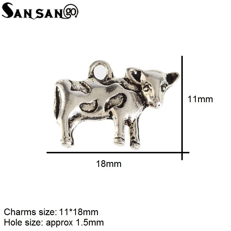 10 шт. шармы 11*18 мм милкоров ферма 3D бусины тибетский серебряный кулон браслет с брелоками Сделай Сам аксессуары для ювелирных изделий для унисекс