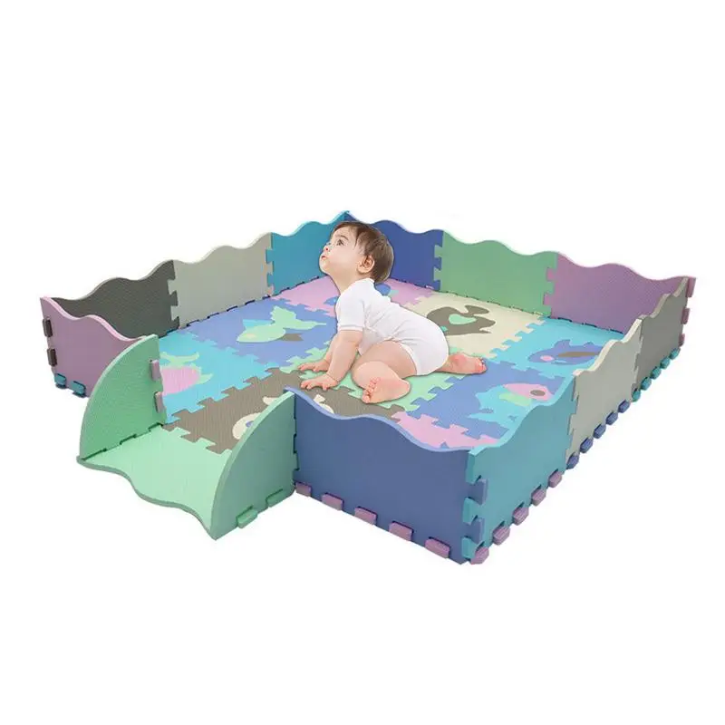 23 pièces bébé doux EVA mousse Puzzle jouer tapis de sol tapis infantile Animal ramper tapis de sol en mousse souple avec des jouets de clôture pour les enfants