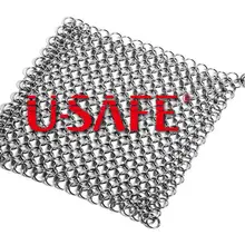 7*7 дюймов, квадратная сетчатая щетка для чистки сковороды из нержавеющей стали, кухонная щетка для мытья сковороды с кольцом на цепочке, щетка для мытья ВОК, скруббер-серебро, Новинка