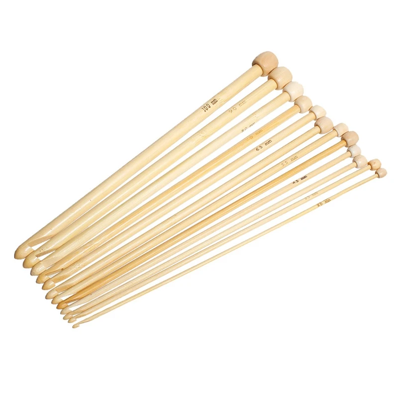 

Natural Color Natural Bamboo Single Pointed Afghan Tunisian Crochet Hooks Needles 25.5Cm-25Cm Long,1 Set(12 Pcs/Set)