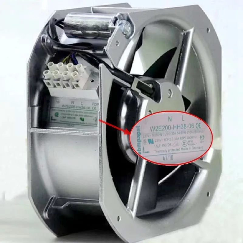 

Ebm-papst W2E200-HH38-06 AC 230V 50/60Hz 225X225X80mm Axial Flow Cooling Fan For Rittal Cabinets
