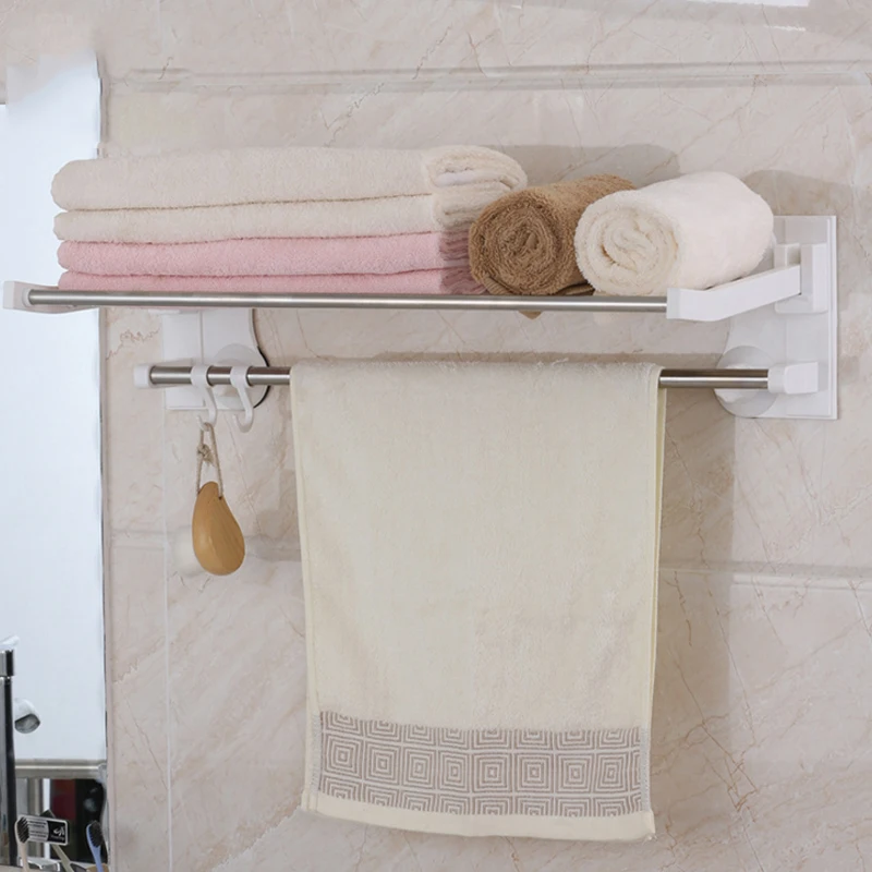 1 шт. аксессуары для ванной комнаты настенный держатель для полотенец на присоске с одним слоем и крючками пластиковый держатель для полотенец