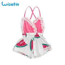 Новые летние комбинезоны для малышей слинг штаны с подтяжками Одежда для детей; малышей; девочек Симпатичные в виде арбуза узор Комбинезоны комбинезон с коротким P20