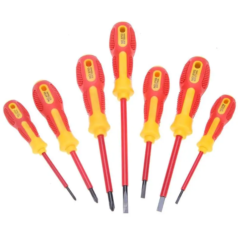 

7pcs Insulated Screwdriver Set Withstand Voltage 1000V Precision Magnetic Phillips Slotted For Electrician Repair Hand Tool Kit