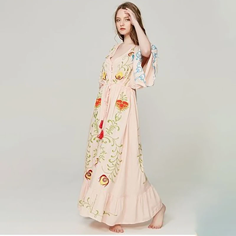 Broderie De Sera Peole Longuette violet Corne V Déesse Manches Motif Black Robe Livraison Fleur Nouveau Plomb white Shown as q7wI0AnH