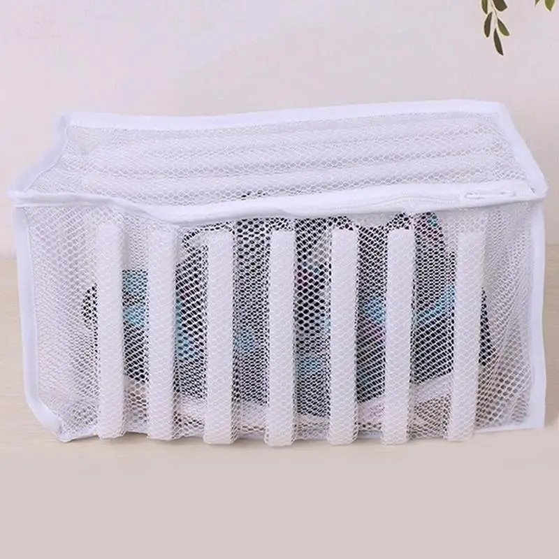 الأبيض مبطن كيس غسيل شبكي قسط سستة الثقيلة تخزين للرجال المدربين ، احذية الجري في غسالة دائم غسل