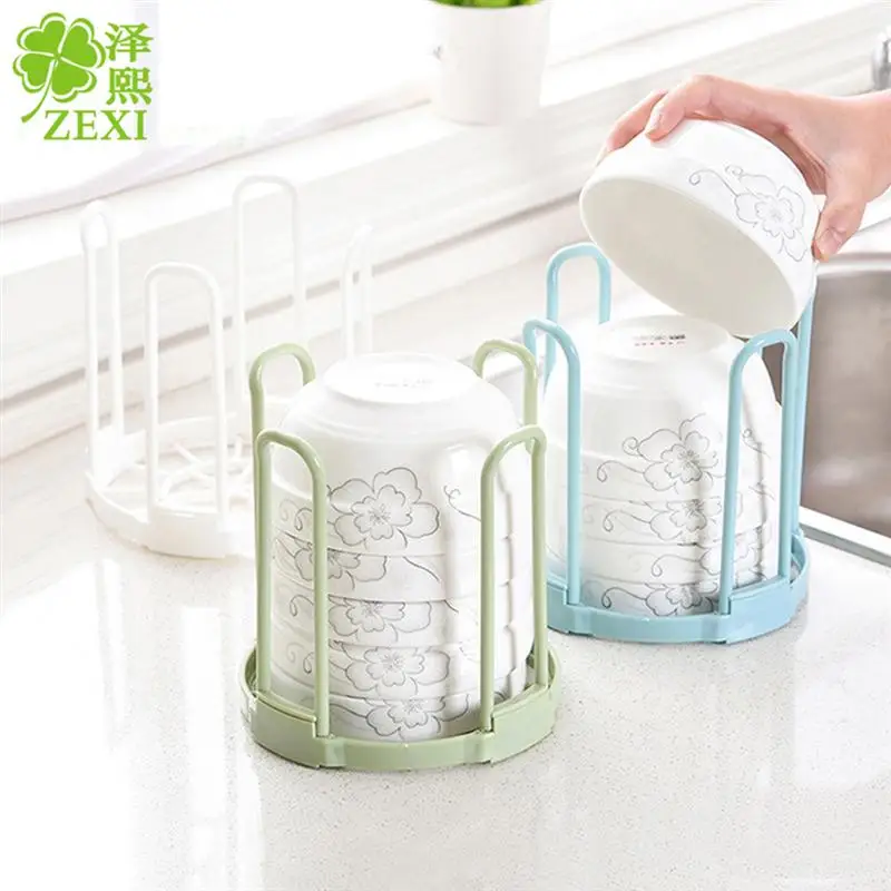 

Bowl Rack Organizer Plastic Dish Drying Display Rack Non-slip Drainer for Stacking and Draining Bowls(Blue)
