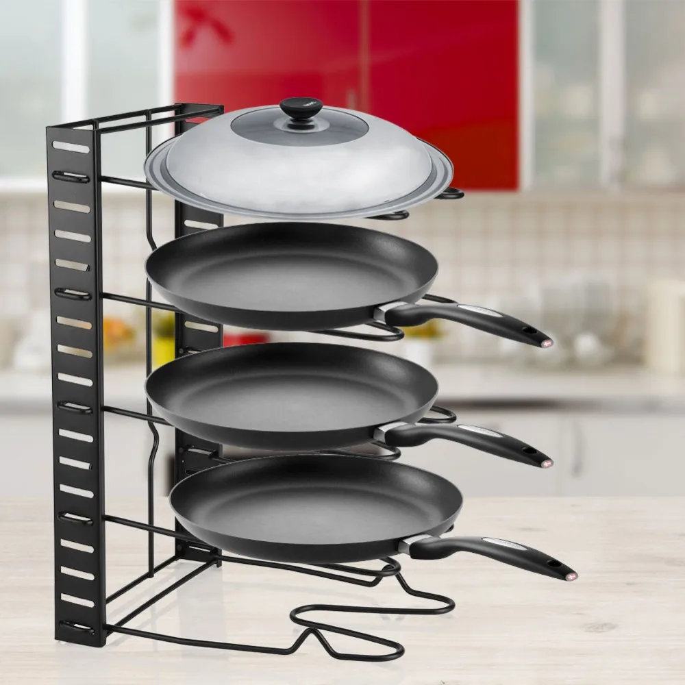 

Multi Tiers Pot Kitchen Frying Pan Lid Storage Rack Organizer Cookware Stand Holder New